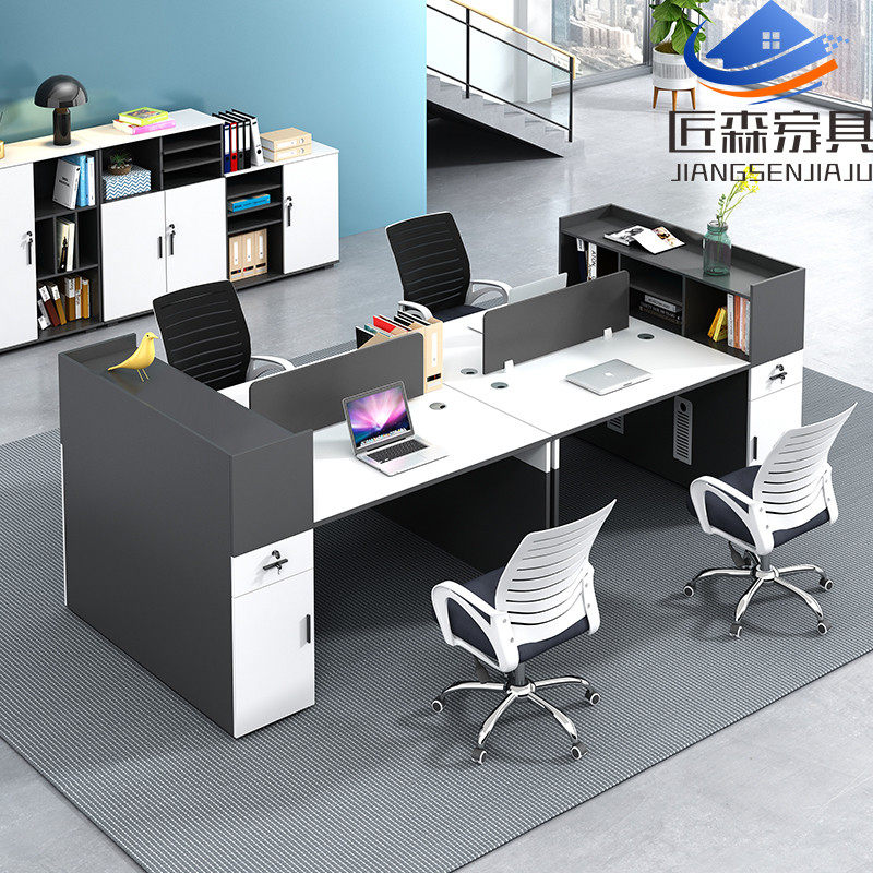 Desk and chair combination 2 4 6 - person minimal modern finance clerk computer desk single double four - person card seat room