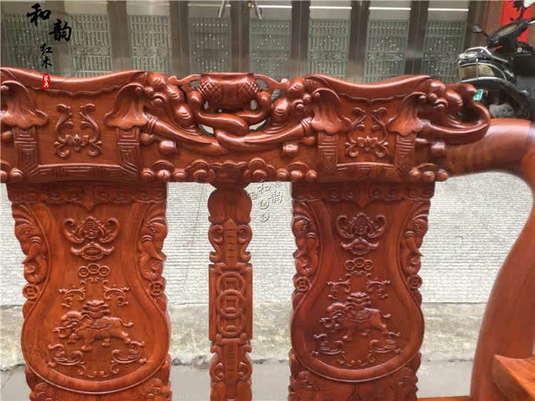 Gỗ hồng mộc Miến Điện Warring States voi sofa trái cây lớn gỗ hồng mộc phòng khách 12 cm đầu voi sofa đồ gỗ gụ - Bộ đồ nội thất kệ để tivi