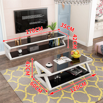 TV cabinet Easy modern minimalist small family type Living room Home tempered glass TV cabinet Tea Table Composition Suit
