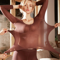  Japan 37℃constant temperature heating clothes ultra-thin tight 37 degree thermal underwear womens suit bottoming pure cotton autumn clothes autumn pants