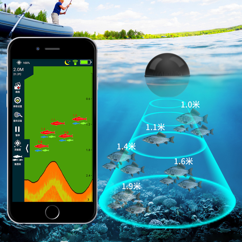 Wireless sonar High-definition visual underwater fishing device detector Mobile phone ultrasonic fish finding sonar