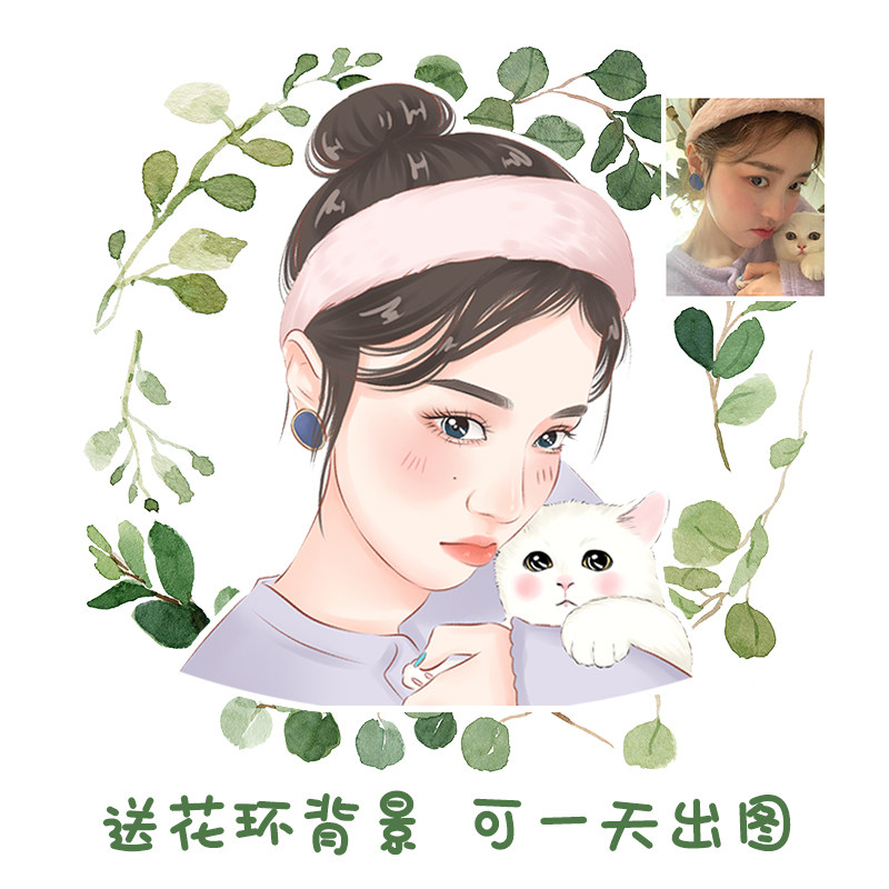 Japanese realistic hand-drawn avatar design Couple cartoon simple pen cute real photo wedding gift comic custom