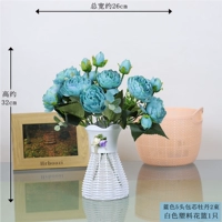 2 синие пионы + белая цветочная корзина