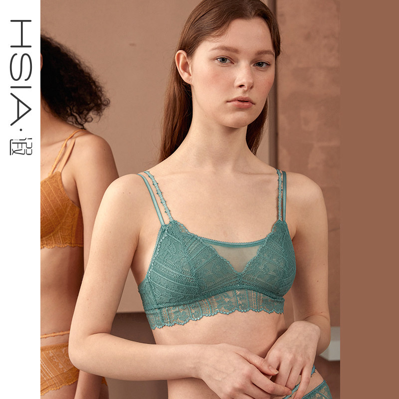 HSIA French underwear women's summer thin models double cup bandeau bralette small chest without rims bra