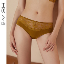 HSIA ya modal underpants women breathable cotton crotch fashion mid-waist hip sexy thin lace boxer pants