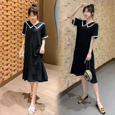 Pregnant mother tide dress large size 200 pounds pregnant summer dress summer thin skirt Chiffon pregnant skirt summer