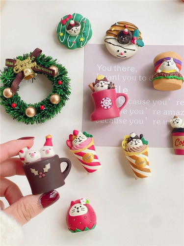 Мультяшный магнит на холодильник, трехмерный рождественский креативный декор, в 3d формате