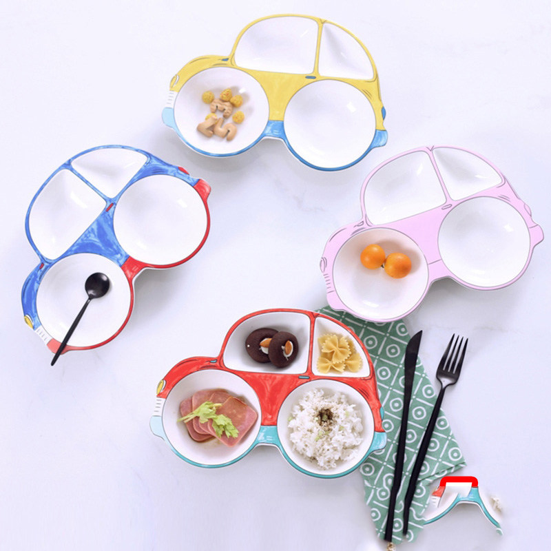 Children Dinner Plate Creativity Style Ceramic Cute Cartoon Car Breakfast Tray Baby Plate Cutlery