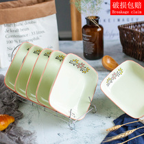 Ceramic plate 6 clothing Home Ceramic Dish Trays Soup Pan Creative Personality Square Pan Day Style Pan microwave Oven Rice Dish