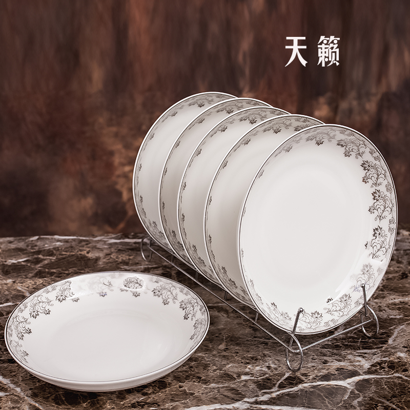 7-inch 8-inch soup pan ceramic plate Microwave Oven Home Round Deep Disc Size Suit Plate Brief