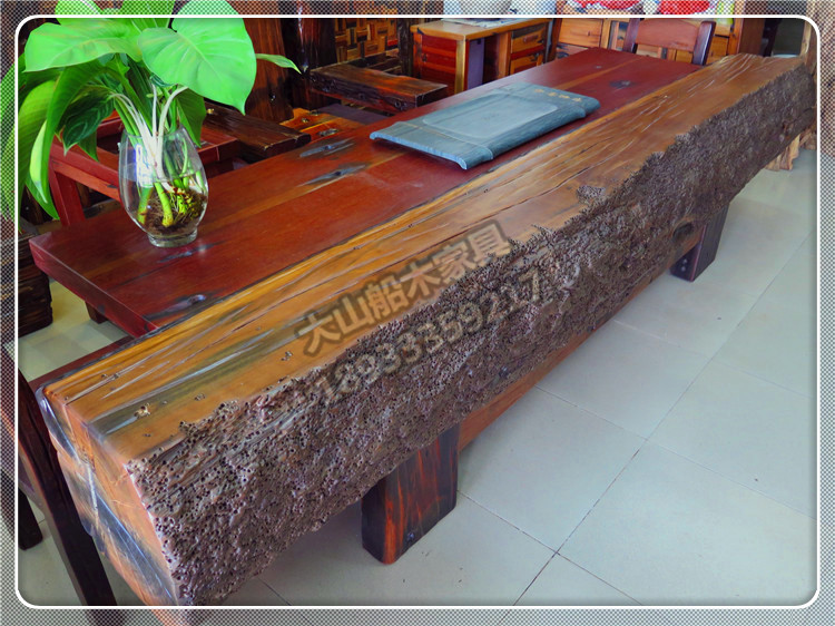 Cũ gỗ nội thất keel thuyền gỗ đắm bàn trà bàn cà phê không sơn phong vít mắt kung bộ trà trà fu gỗ và ghế Old Ship - Bàn trà bàn ghế gỗ hiện đại
