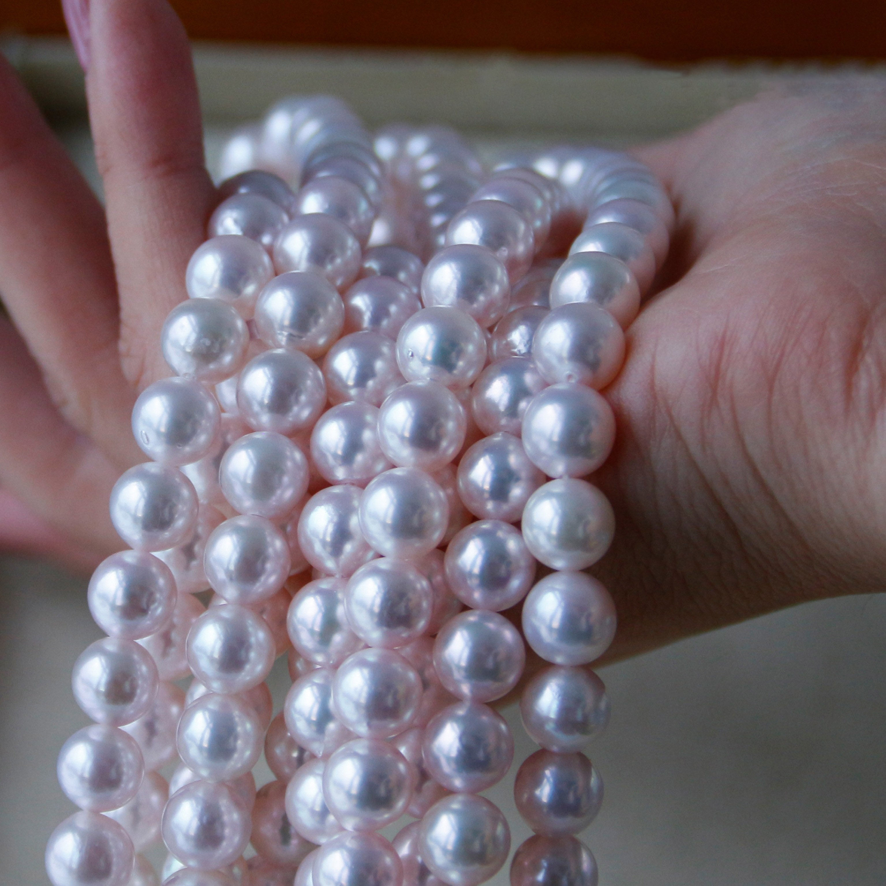 (losing money to sell money) Japan imports akoya sea water pearl neckline Zhengyuan Bright Light Lock Bone Chain