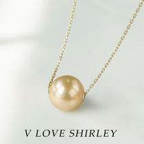 Transshipment Pearl Nanyang Golden Pearl Road Tunpendant pendant natural gold color No Optimization Seawater Pearl Necklace Lock Bone Chain