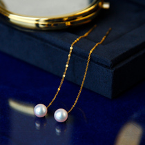 Japan Akoya Seawater Pearl Long earline 18K gold flower bead Earrings Earrings Earrings Streaming Su Special Cabinet the same