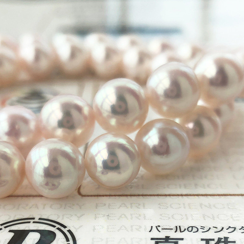 Japan akoya sea water pearl necklace k gold sky women string beads natural pearl lock bone chain necklace with gift certificate