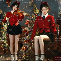 Куртка, юбка, рубашка с бантиком, носки