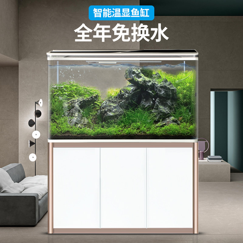 Under the bottom filter fish tank filter aquarium large, medium and small intelligent water-free ultra-white glass living room goldfish tank