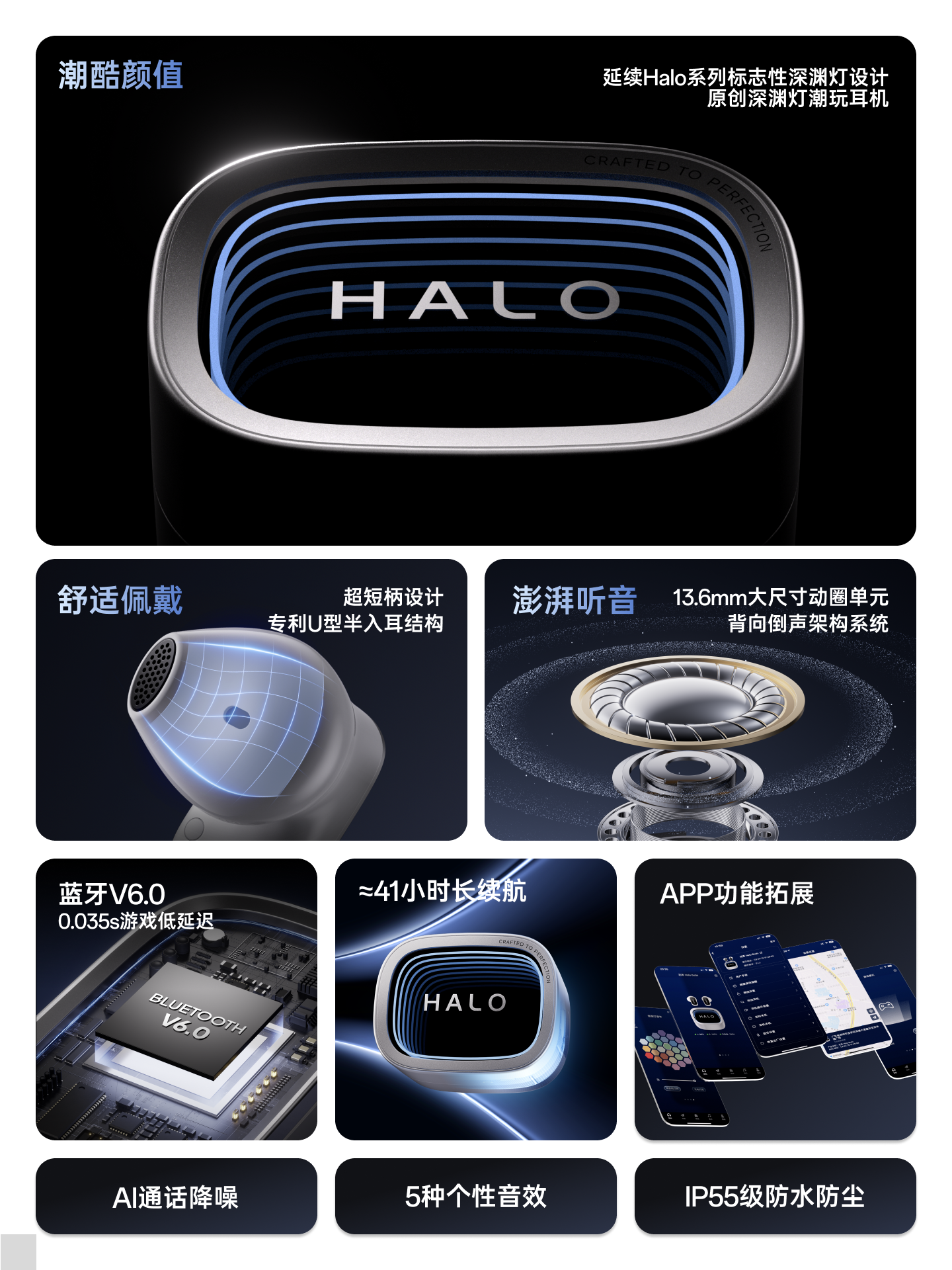 Edifier Halo Buds In-Ear True Wireless Bluetooth Earphones with Call Noise Reduction, Waterproof, for Sports and Gaming