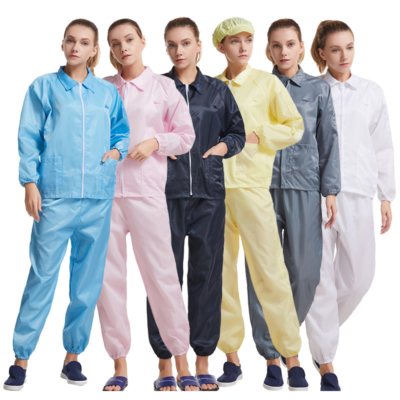 Antistatic Two-style clothes workshop protective clothing dust-free jacket workshop workwear white blue electrostatic coat dust proof clothing