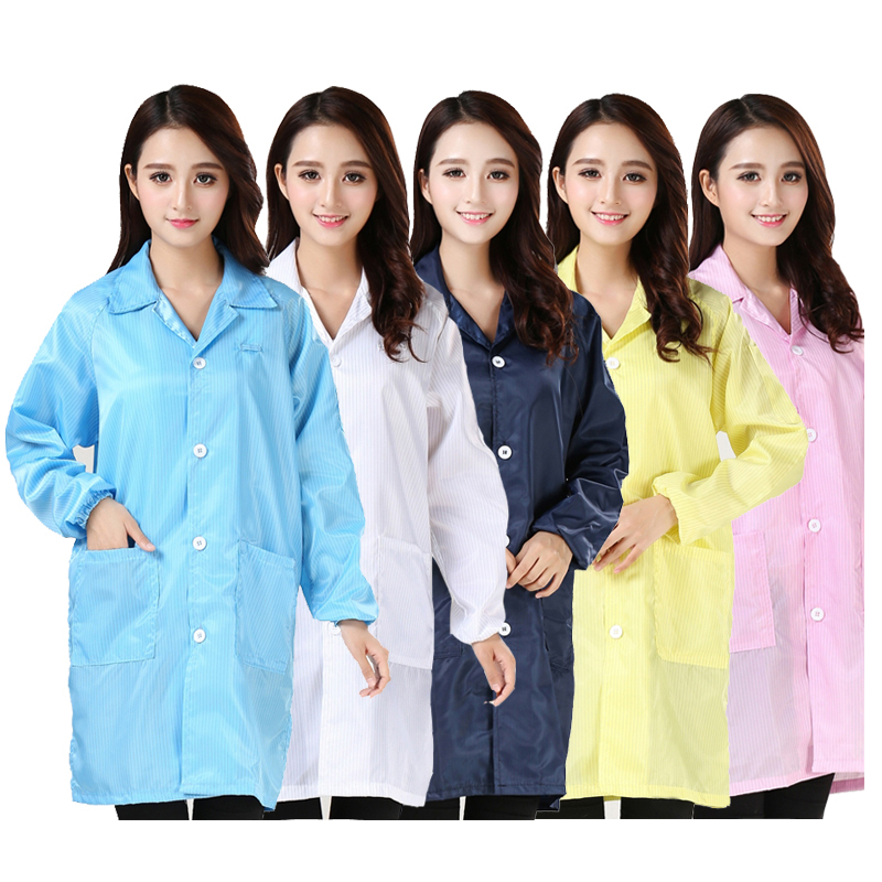 Antistatic large vest protective clothing dust-free striped blue electrostatic clothing Lianhood white large coat dust resistant work clothes