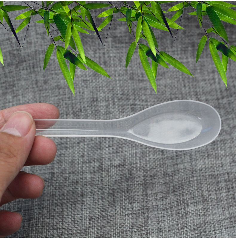 Muỗng dùng một lần thìa nhựa dày takeaway đóng gói bộ đồ ăn dùng một lần muỗng trong suốt 2000 chỉ đĩa giấy dùng 1 lần