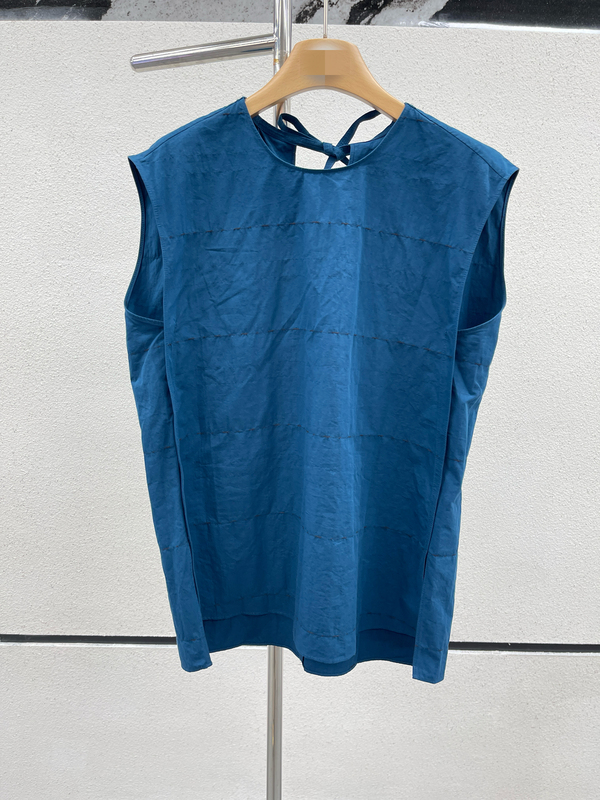 European Station 2026 Summer New European Style Exposed Stitching Design Tie-Dye Tie-Waist Vest Light Luxury Relaxed Cotton Top for Women European Station 2026 Summer New European Style Exposed Stitching Design Tie-Dye Tie-Waist Vest Light Luxury Relaxed Cotton Top for Women