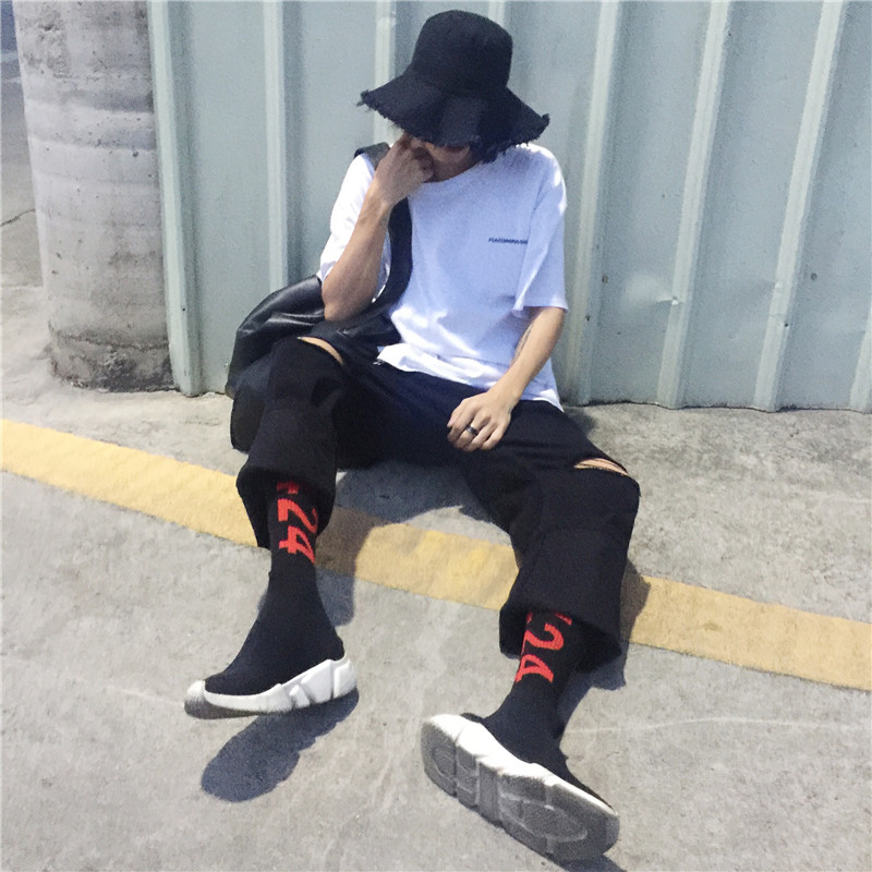 17ss韩版百搭基础款水洗破洞乞丐裤青少年直筒牛仔裤男显瘦长裤潮