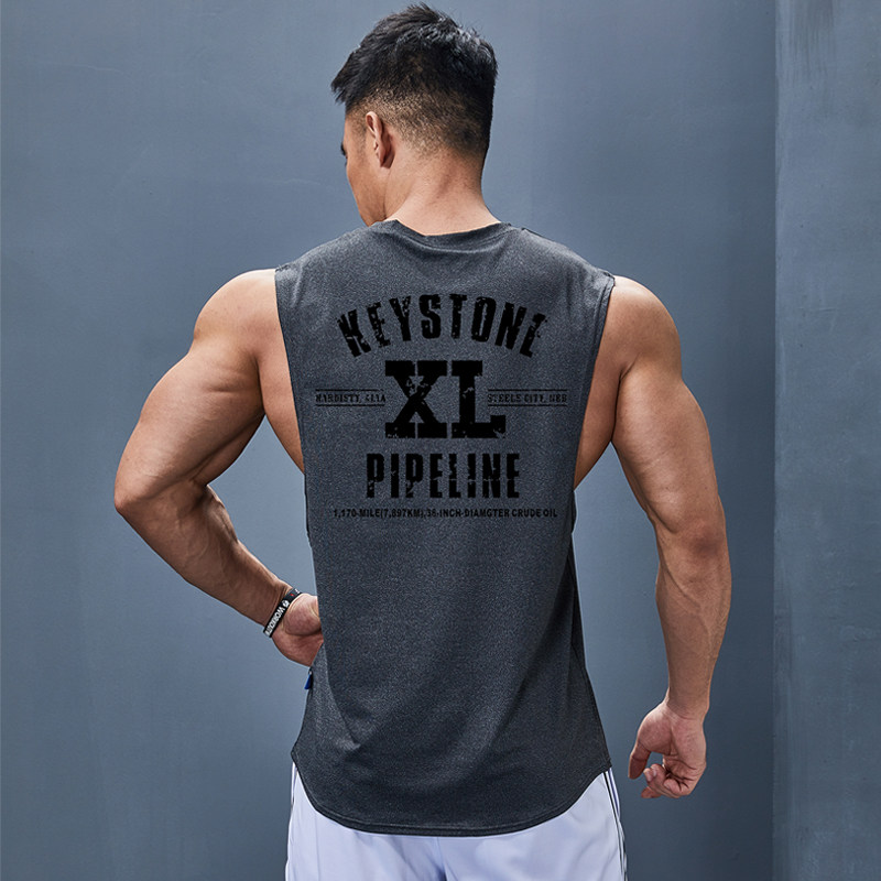 Iron Wolf Fitness Vest Men Loose Speed Dry Kan Shoulder Sleeveless Wave Men Training Sports Running Exercises Breathable sweat