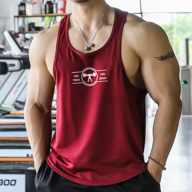 Lutielang Fitness Vest for Men, Sports Quick-Drying Shirt, Loose, Breathable, Elastic, Sleeveless, Professional Physical Training