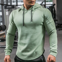 Iron Wolf sports hooded sweater men autumn and winter loose plus velvet warm outdoor running training solid color shirt