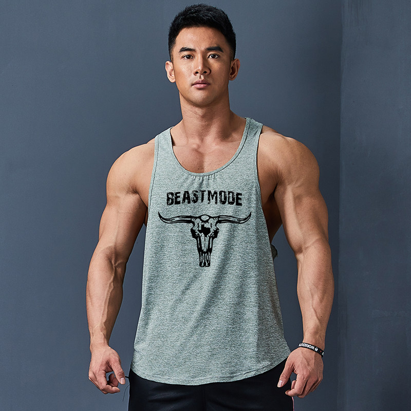Iron Wolf Sports Vest Male Fitness Quick Dry Tide Sweat Absorbing Narrow Back Bodybuilding I-Word Running Elastic Breathable Loose