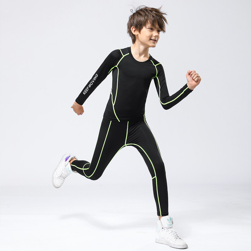 Sports tights set autumn and winter long sleeves boys and girls elastic breathable running football basketball base fitness clothes