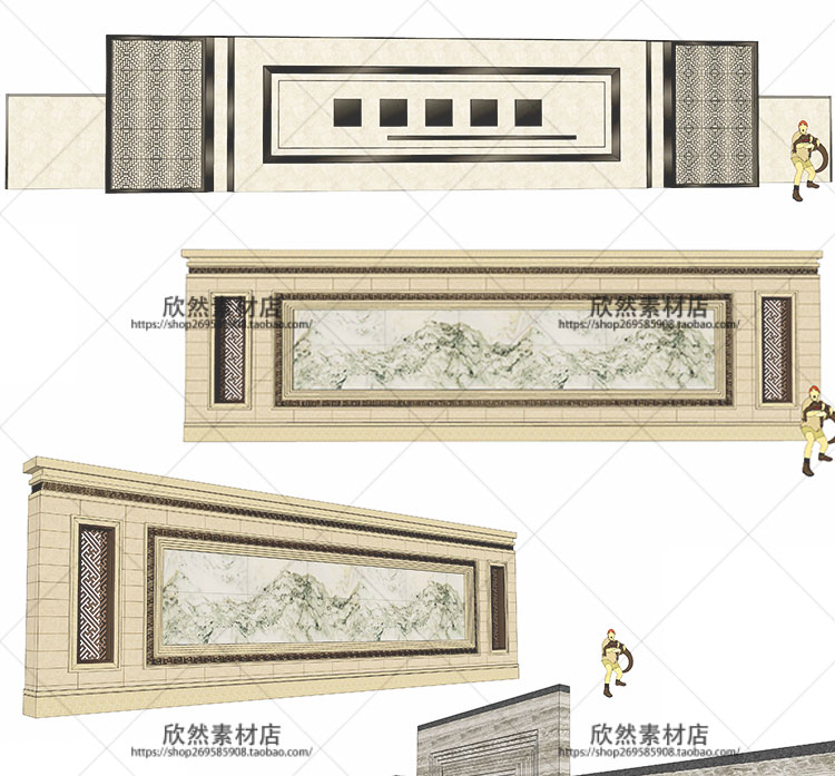 R241 su园林景观设计新中式新亚洲禅意景墙草图大师S...-7