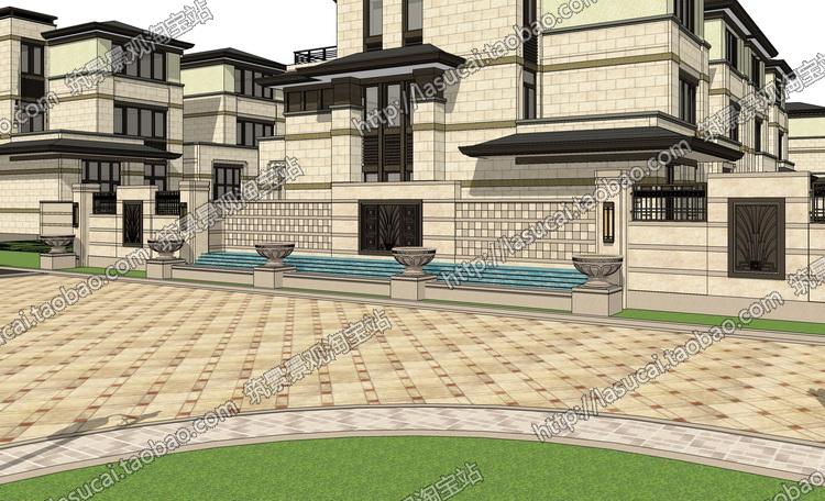 DB00726SU欧式古典入口Sketchup草图大师景观小场景模型库小区...-2