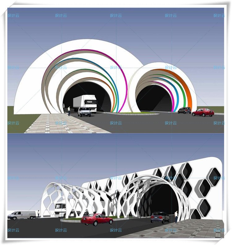 SJ023交通运输中心交通枢纽建筑设计SU模型-11