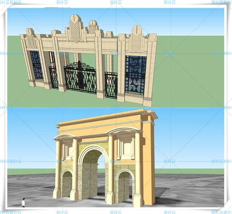 SJ022小区大门/门卫/入口/欧式/现代景观合集SU模型-31