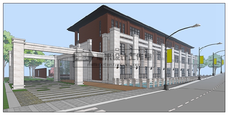 DB08231 中小学校园 SU模型 教学楼学校规划景观sketchup教育建...-6