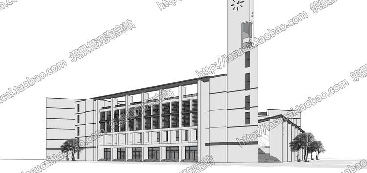 DB00752 Sketchup组件SU草图大师图书中心公共建筑模型毕业设...-3