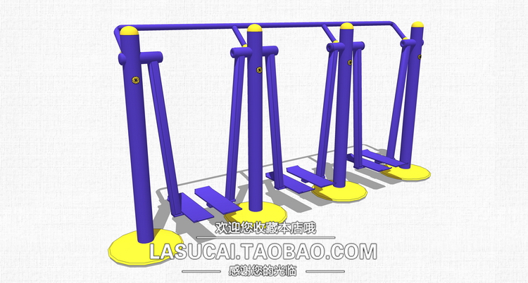 DB00966景观小区健身器材运动设施su模型组件图儿童滑梯秋...-10