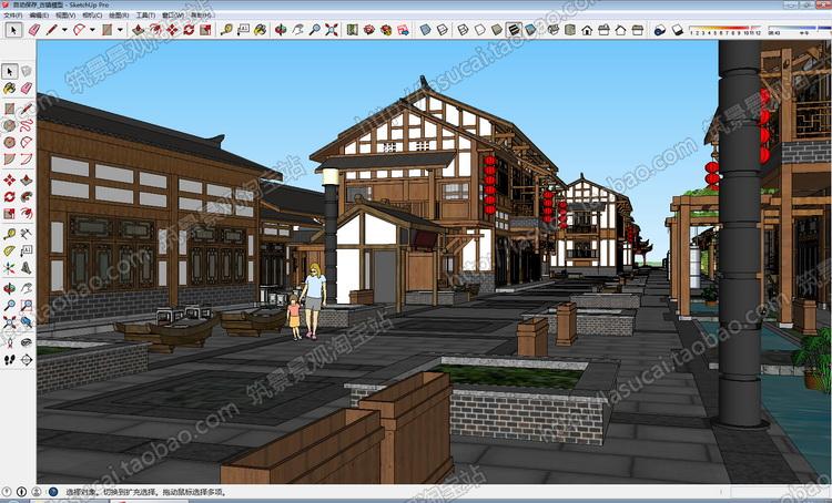 DB00901SU中式风格建筑模型Sketchup徽派组件别墅商业住宅办公...-11