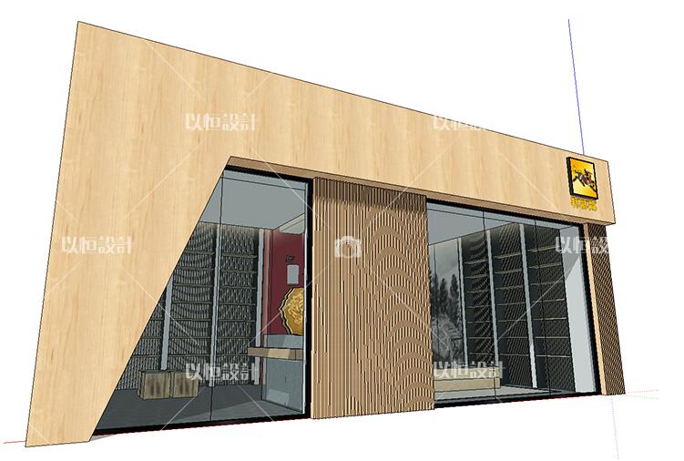 YH02079SU售卖场景草图室内3d模型组件布鞋专卖店-2