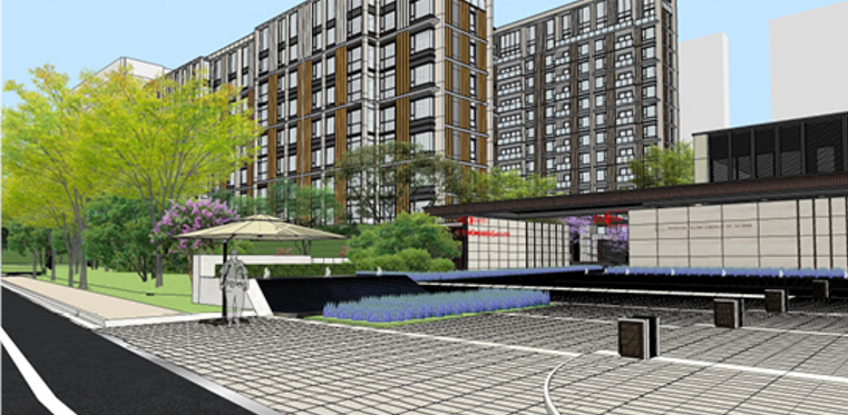 ZZ0177万科上海天空之城商住办综合体售楼中设计SU模型图-3
