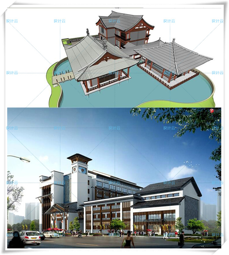 SJ034古建SU模型 仿古建筑古亭中国式/外国古典-13