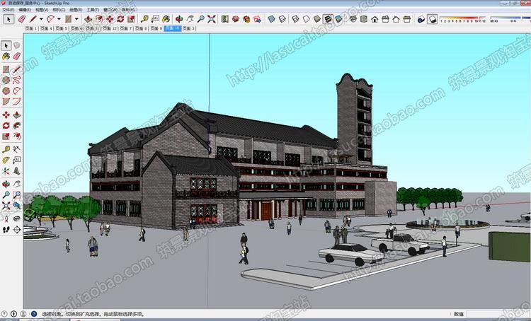 DB00901SU中式风格建筑模型Sketchup徽派组件别墅商业住宅办公...-10