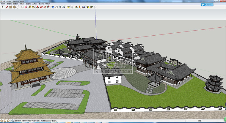 R204 中式古建筑凉亭民居su草图大师模型sketchup精细skp可...-4