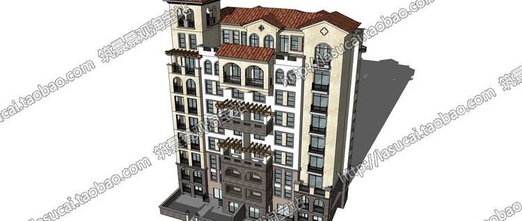 DB00658SU组件Sketchup草图大师西班牙地中海风格建筑模型设计-2