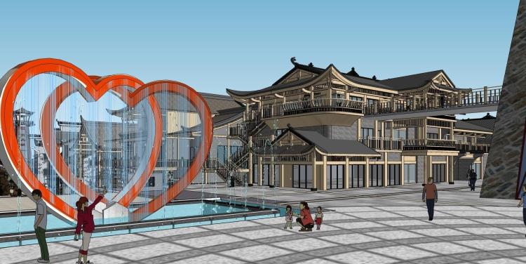 DB08294旅游度假村商业古街民宿客栈驿站景观方案设计SU模型-4