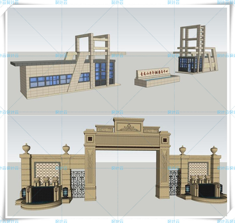SJ022小区大门/门卫/入口/欧式/现代景观合集SU模型-6