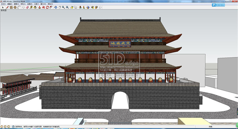 R204 中式古建筑凉亭民居su草图大师模型sketchup精细skp可...-7