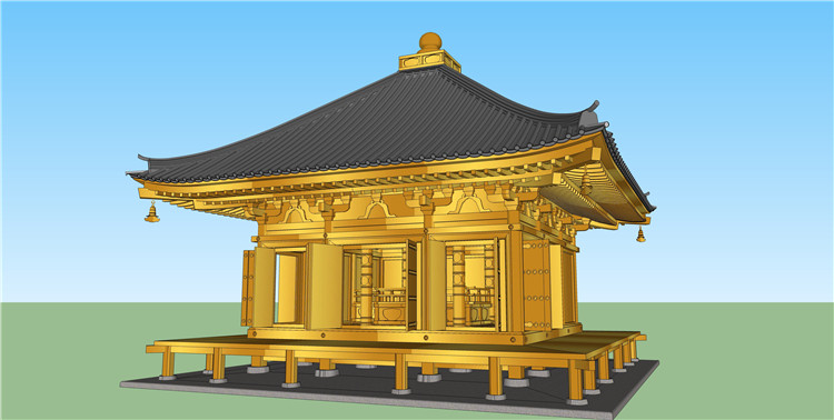 DB10242古建SU模型 仿古建筑古亭中国式/外国古典-2